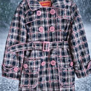 Dollhouse Navy and Pink Plaid Raincoat Trench coat for Kids